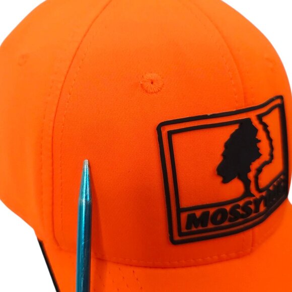 Mossy Oak Blaze Orange Strapback Cap Logo Hat Trucker Baseball Hunter Outdoor - Picture 7 of 15